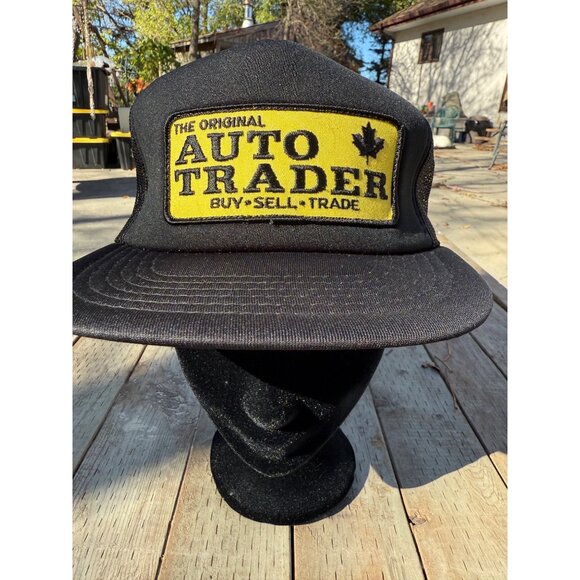 80s Auto Trader Original Snapback Cap Hat K-Brand Black Gold Patch Made in Korea - Picture 1 of 7